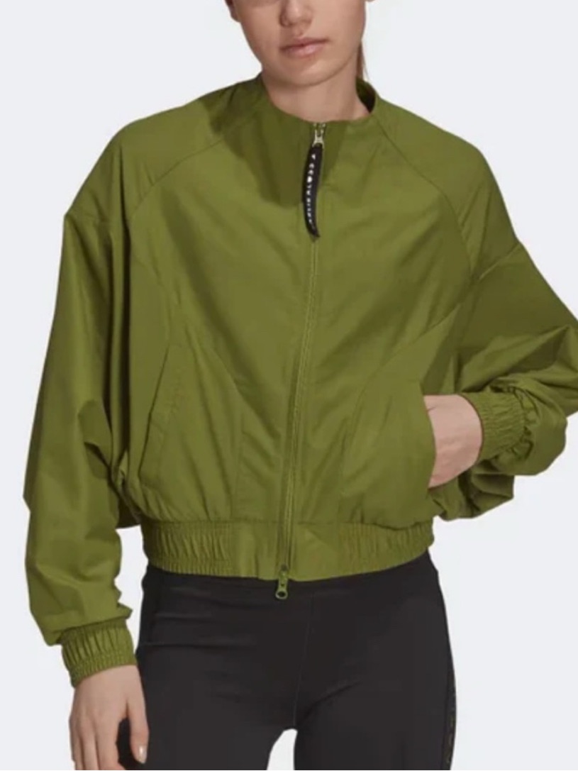 Adidas X Karlie Kloss Cropped Bomber Green Jacket Sz S